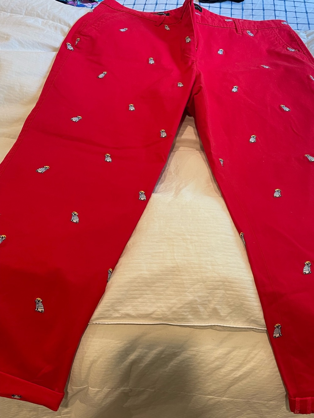 Talbots Women’s Red Embroidered Dog Chino Pants